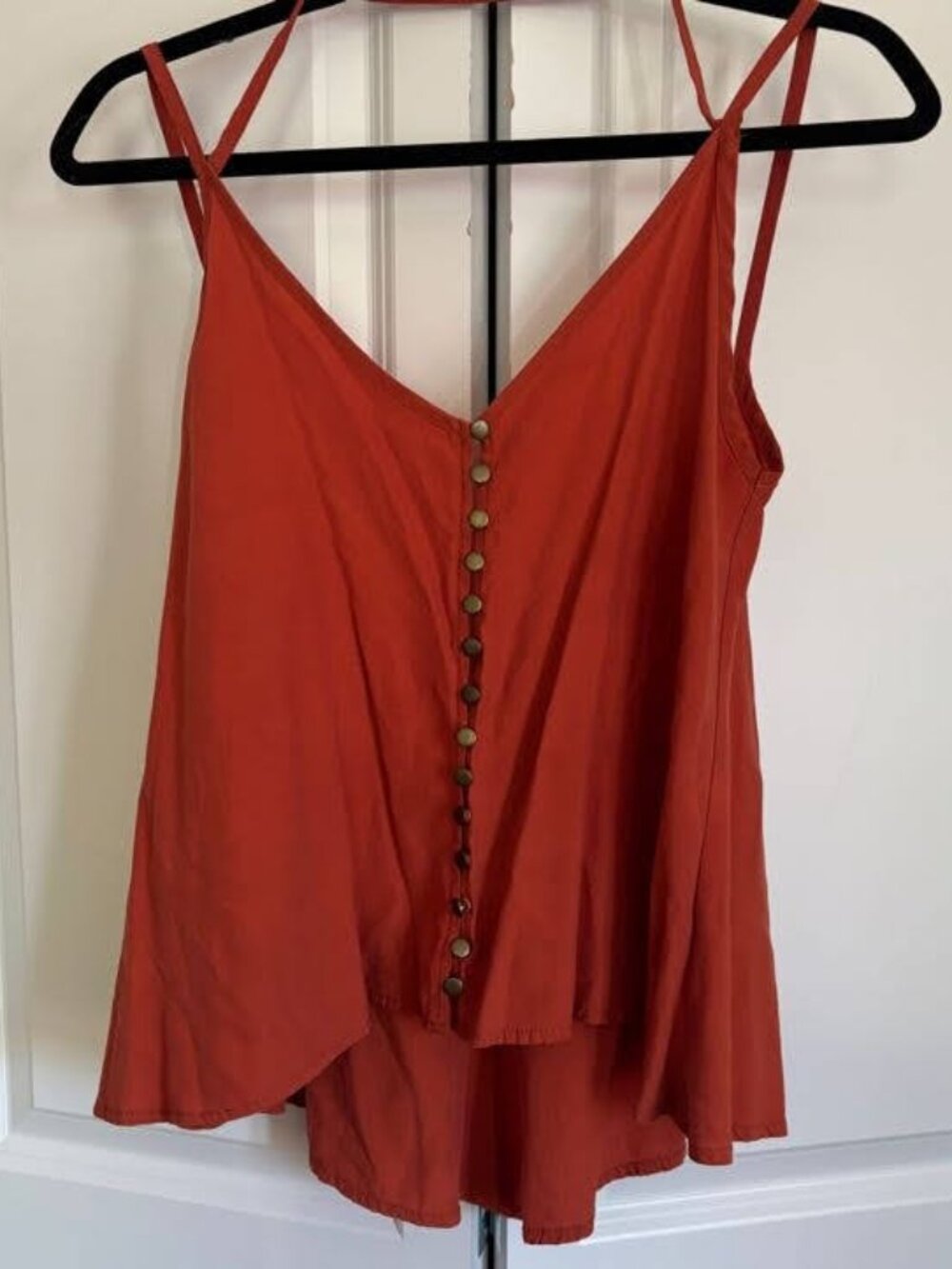 Burnt orange backless flattering flowy tank top - S